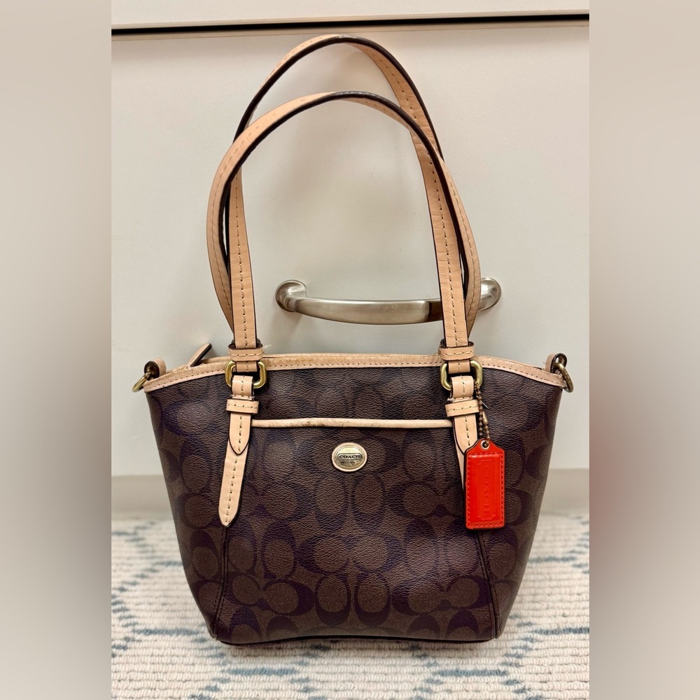 COACH Vintage Y2K Classic Signature Monogram Brown Coated Canvas Shoulder Bag - Picture 1 of 16